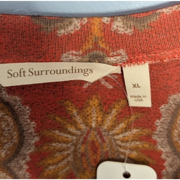 Soft Surroundings XL Paisley Print Long Sleeve Top Rust/Orange Polyester/Spandex - Picture 3 of 15